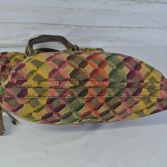 FOSSIL KEY-PER Fabric Leather Large FOLD OVER Bag - Picture 9 of 13